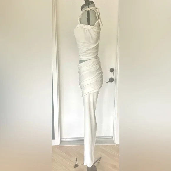 NWT Christopher Esber Christo Wrapped Tank Dress, faille fabric, white, XS/P - Picture 12 of 16